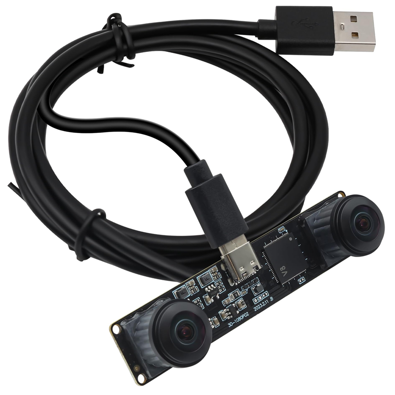 ELP 4MP 3840X1080P 60FPS Synchronous Dual Lens USB Camera Module with Fisheye Lens 187 degree - Click Image to Close